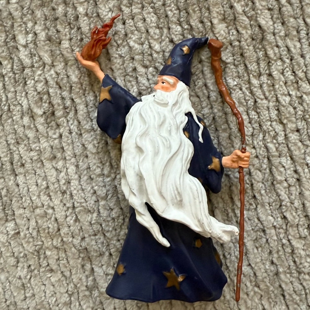 Vintage 1999 RAPO Wizard Figurine With Staff &‎ Fireball | 5” Magic Sorcerer